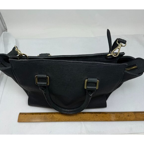 & Other Stories Black Leather Satchel Bag Top Handle Removable Strap Textured - Picture 10 of 11